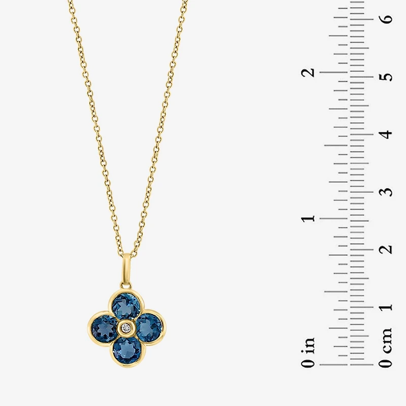 Effy Final Call Limited Quantities! Womens Diamond Accent Genuine Blue Topaz 14K Gold 18 Inch Pendant Necklace
