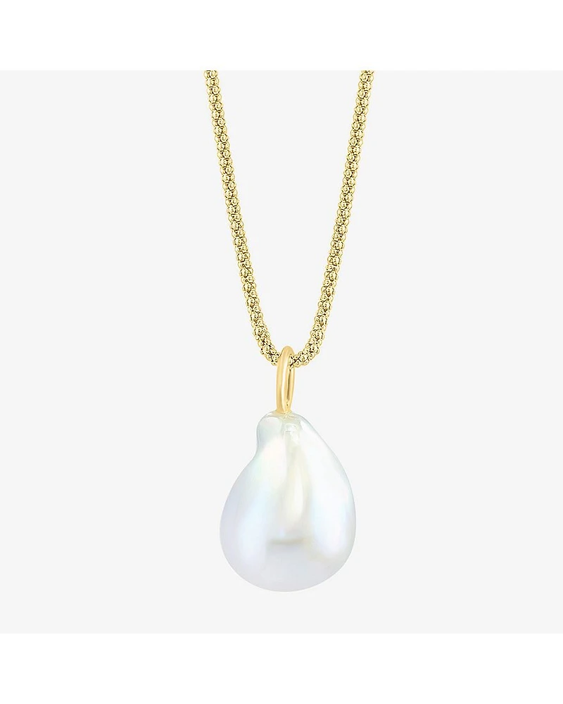 Effy Final Call Limited Quantities! Womens White Cultured Freshwater Pearl 14K Gold Over Silver Oval 18 Inch Pendant Necklace
