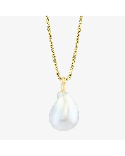 Effy Final Call Limited Quantities! Womens White Cultured Freshwater Pearl 14K Gold Over Silver Oval 18 Inch Pendant Necklace