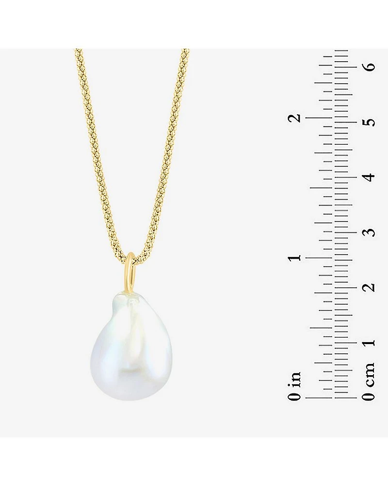 Effy Final Call Limited Quantities! Womens White Cultured Freshwater Pearl 14K Gold Over Silver Oval 18 Inch Pendant Necklace