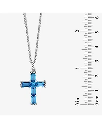 Effy Final Call Limited Quantities! Womens Genuine Blue Topaz Sterling Silver Cross 18 Inch Pendant Necklace