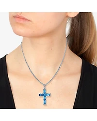 Effy Final Call Limited Quantities! Womens Genuine Blue Topaz Sterling Silver Cross 18 Inch Pendant Necklace