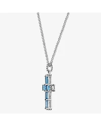 Effy Final Call Limited Quantities! Womens Genuine Blue Topaz Sterling Silver Cross 18 Inch Pendant Necklace