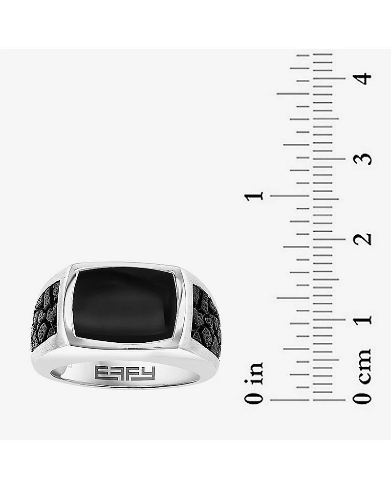 Effy Final Call Limited Quantities! Mens Genuine Black Onyx Sterling Silver Rectangular Fashion Ring