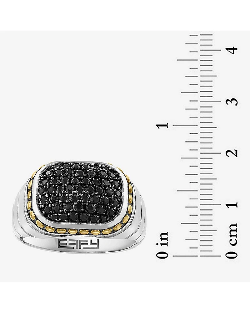 Effy Final Call Limited Quantities! Mens Genuine Black Sapphire 18K Gold Over Silver Rectangular Fashion Ring