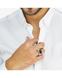 Effy Final Call Limited Quantities! Mens Genuine Black Sapphire 18K Gold Over Silver Rectangular Fashion Ring
