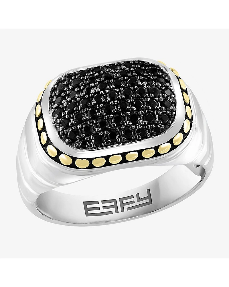 Effy Final Call Limited Quantities! Mens Genuine Black Sapphire 18K Gold Over Silver Rectangular Fashion Ring