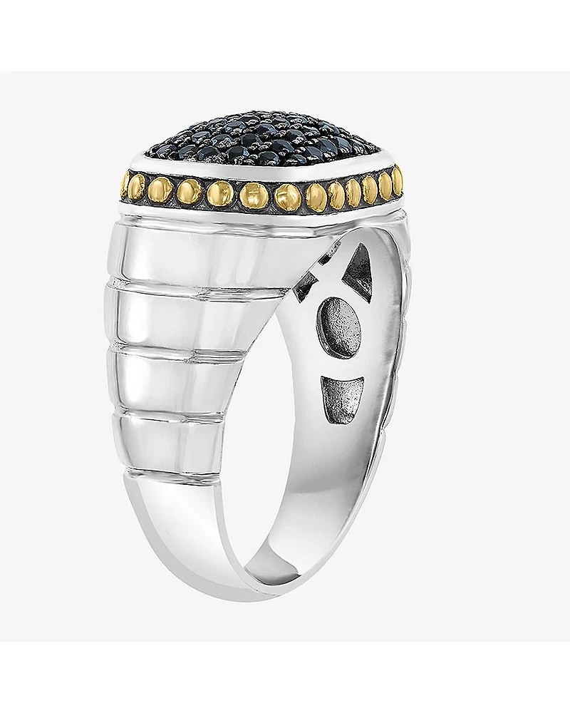 Effy Final Call Limited Quantities! Mens Genuine Black Sapphire 18K Gold Over Silver Rectangular Fashion Ring
