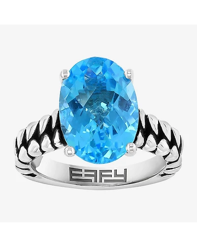 Effy Final Call Limited Quantities! Womens Genuine Blue Topaz 18K Gold Over Silver Oval Cocktail Ring