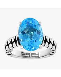 Effy Final Call Limited Quantities! Womens Genuine Blue Topaz 18K Gold Over Silver Oval Cocktail Ring