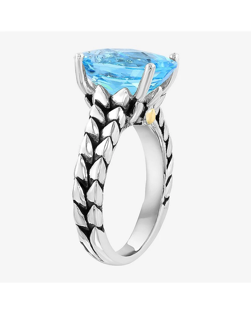 Effy Final Call Limited Quantities! Womens Genuine Blue Topaz 18K Gold Over Silver Oval Cocktail Ring