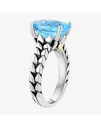 Effy Final Call Limited Quantities! Womens Genuine Blue Topaz 18K Gold Over Silver Oval Cocktail Ring