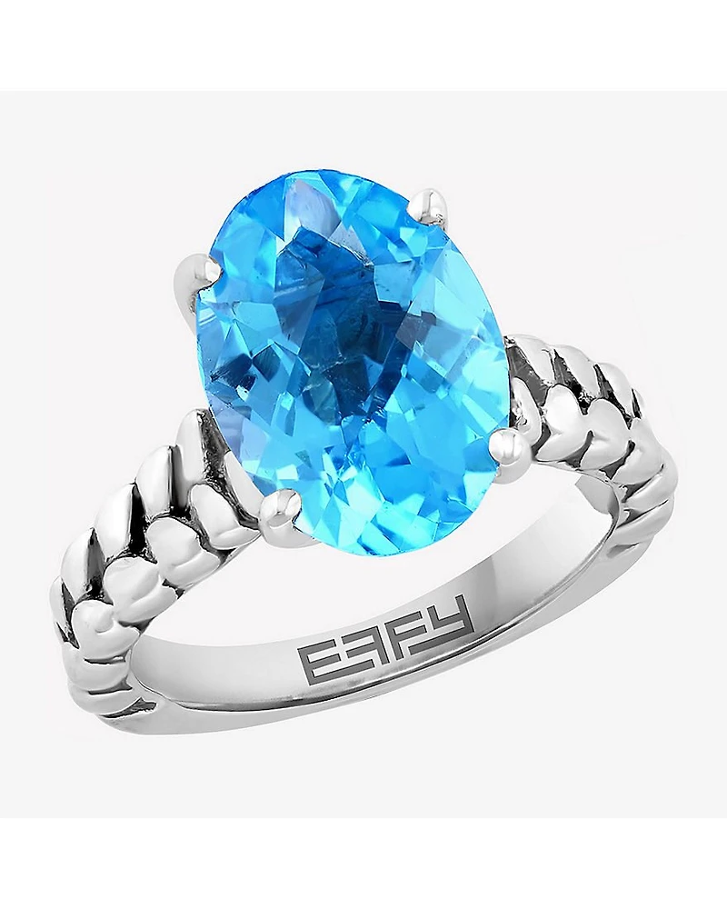 Effy Final Call Limited Quantities! Womens Genuine Blue Topaz 18K Gold Over Silver Oval Cocktail Ring