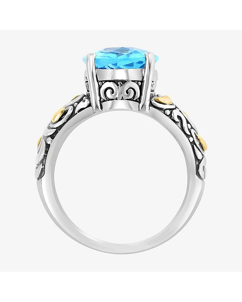 Effy Final Call Limited Quantities! Womens Genuine Blue Topaz 18K Gold Over Silver Oval Cocktail Ring