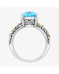 Effy Final Call Limited Quantities! Womens Genuine Blue Topaz 18K Gold Over Silver Oval Cocktail Ring