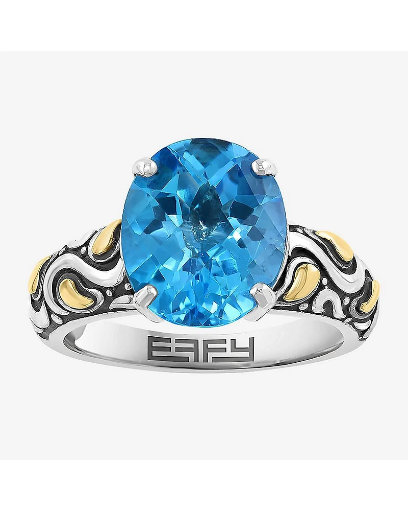 Effy Final Call Limited Quantities! Womens Genuine Blue Topaz 18K Gold Over Silver Oval Cocktail Ring