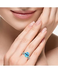 Effy Final Call Limited Quantities! Womens Genuine Blue Topaz 18K Gold Over Silver Oval Cocktail Ring