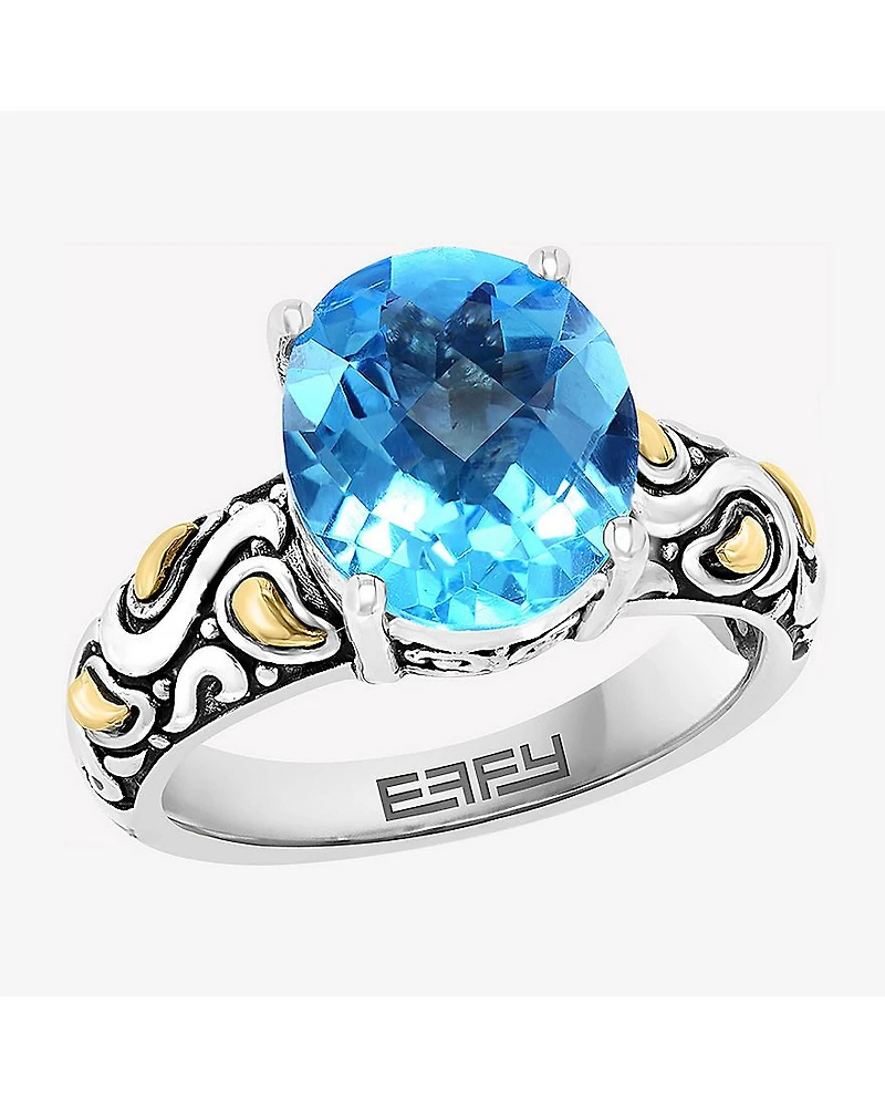 Effy Final Call Limited Quantities! Womens Genuine Blue Topaz 18K Gold Over Silver Oval Cocktail Ring