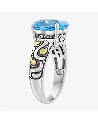 Effy Final Call Limited Quantities! Womens Genuine Blue Topaz 18K Gold Over Silver Oval Cocktail Ring