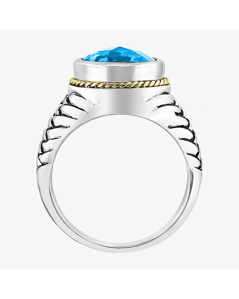 Effy Final Call Limited Quantities! Womens Genuine Blue Topaz 18K Gold Over Silver Round Cocktail Ring