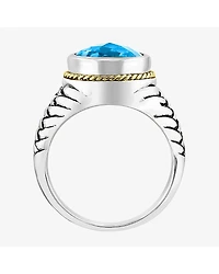 Effy Final Call Limited Quantities! Womens Genuine Blue Topaz 18K Gold Over Silver Round Cocktail Ring