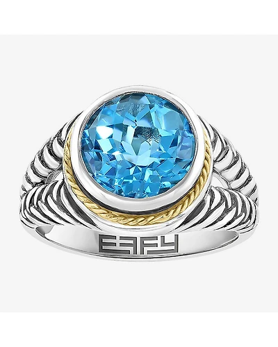 Effy Final Call Limited Quantities! Womens Genuine Blue Topaz 18K Gold Over Silver Round Cocktail Ring