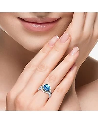 Effy Final Call Limited Quantities! Womens Genuine Blue Topaz 18K Gold Over Silver Round Cocktail Ring