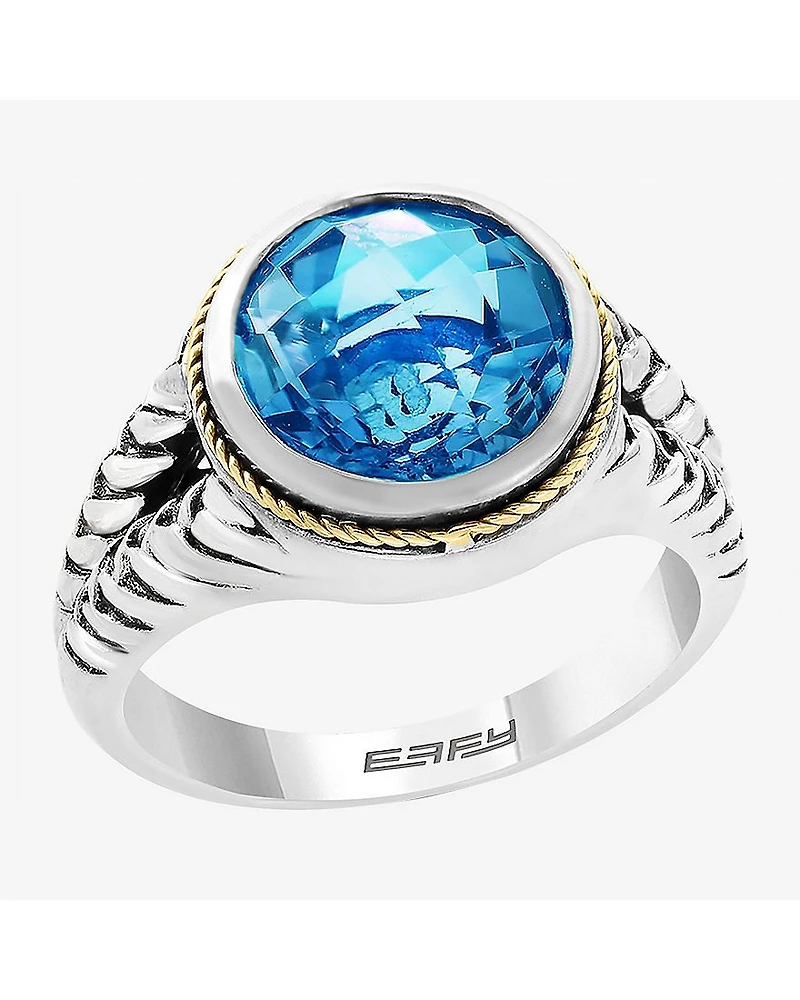 Effy Final Call Limited Quantities! Womens Genuine Blue Topaz 18K Gold Over Silver Round Cocktail Ring