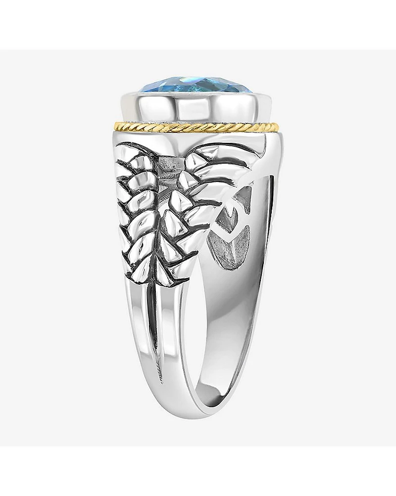 Effy Final Call Limited Quantities! Womens Genuine Blue Topaz 18K Gold Over Silver Round Cocktail Ring