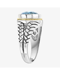 Effy Final Call Limited Quantities! Womens Genuine Blue Topaz 18K Gold Over Silver Round Cocktail Ring