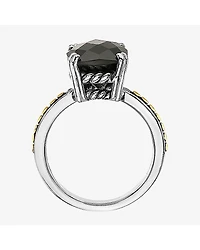Effy Final Call Limited Quantities! Womens Genuine Black Onyx 18K Gold Over Silver Side Stone Cocktail Ring