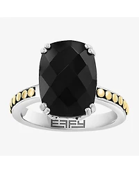 Effy Final Call Limited Quantities! Womens Genuine Black Onyx 18K Gold Over Silver Side Stone Cocktail Ring