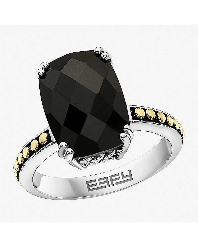 Effy Final Call Limited Quantities! Womens Genuine Black Onyx 18K Gold Over Silver Side Stone Cocktail Ring