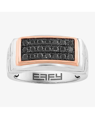 Effy Final Call Limited Quantities! Mens Genuine Black Sapphire 14K Rose Gold Over Silver Rectangular Fashion Ring