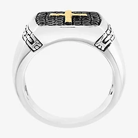 Effy Final Call Limited Quantities! Mens Genuine Black Sapphire 14K Gold Over Silver Square Fashion Ring