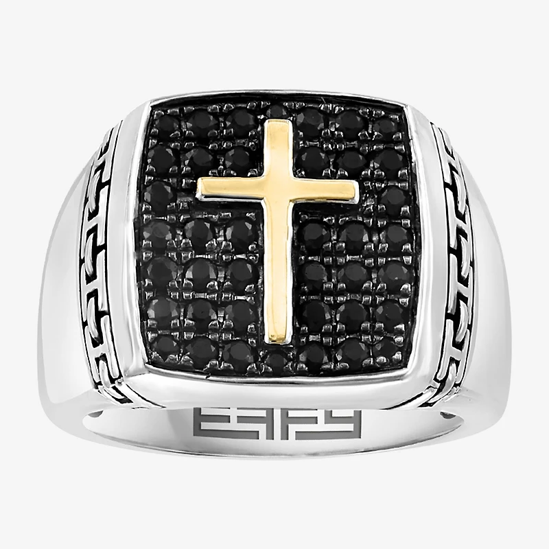 Effy Final Call Limited Quantities! Mens Genuine Black Sapphire 14K Gold Over Silver Square Fashion Ring