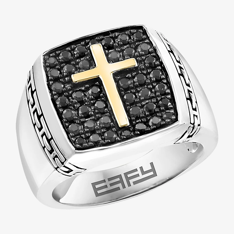 Effy Final Call Limited Quantities! Mens Genuine Black Sapphire 14K Gold Over Silver Square Fashion Ring