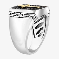 Effy Final Call Limited Quantities! Mens Genuine Black Sapphire 14K Gold Over Silver Square Fashion Ring