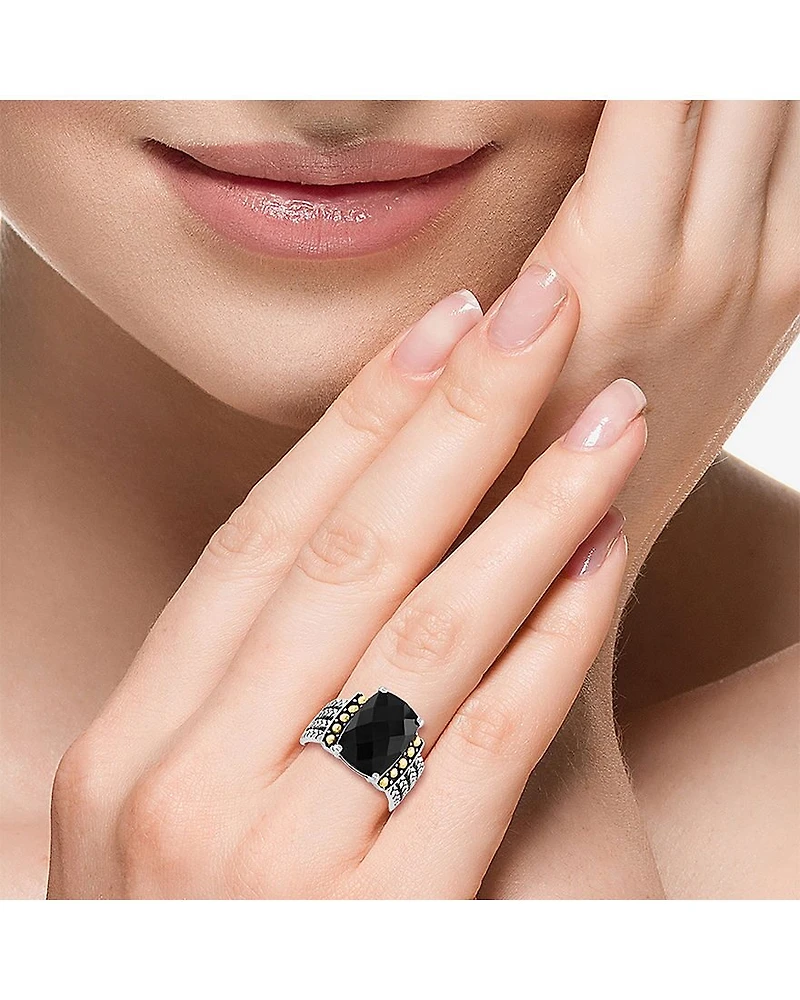 Effy Final Call Limited Quantities! Womens Genuine Black Onyx 18K Gold Over Silver Cocktail Ring