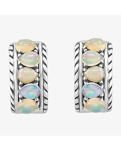 Effy Final Call Limited Quantities! Womens Genuine White Opal Sterling Silver 14.5mm Hoop Earrings