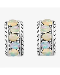 Effy Final Call Limited Quantities! Womens Genuine White Opal Sterling Silver 14.5mm Hoop Earrings