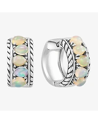 Effy Final Call Limited Quantities! Womens Genuine White Opal Sterling Silver 14.5mm Hoop Earrings