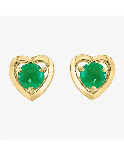 Effy Final Call Limited Quantities! Genuine Green Emerald 14K Gold Over Silver 15mm Heart Stud Earrings