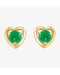 Effy Final Call Limited Quantities! Genuine Green Emerald 14K Gold Over Silver 15mm Heart Stud Earrings