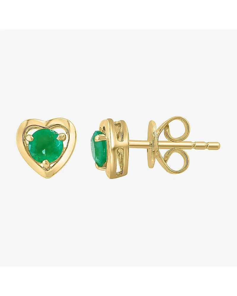 Effy Final Call Limited Quantities! Genuine Green Emerald 14K Gold Over Silver 15mm Heart Stud Earrings