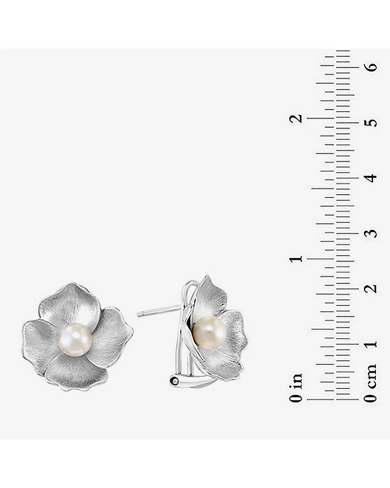 Effy Final Call Limited Quantities! White Cultured Freshwater Pearl Sterling Silver 15mm Flower Stud Earrings