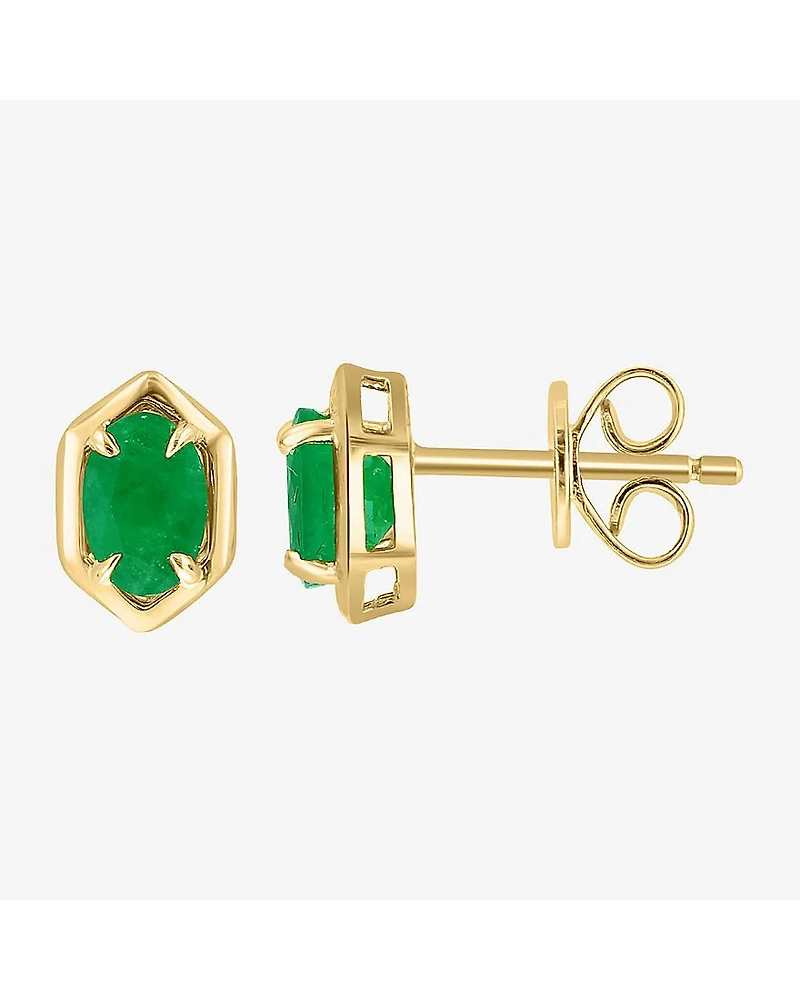 Effy Final Call Limited Quantities! Genuine Green Emerald 14K Gold Over Silver 15mm Marquise Stud Earrings