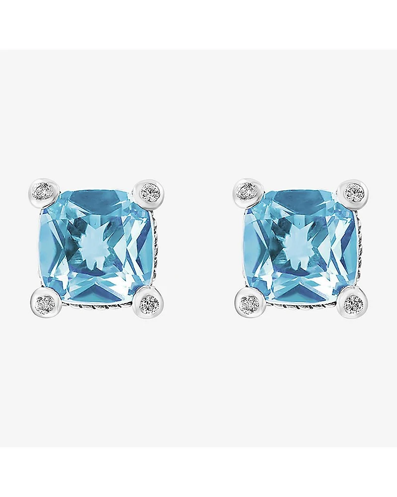 Effy Final Call Limited Quantities! Genuine Blue Topaz Sterling Silver 8.6mm Square Stud Earrings