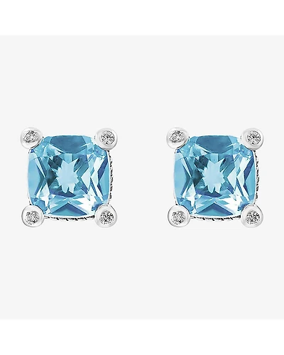 Effy Final Call Limited Quantities! Genuine Blue Topaz Sterling Silver 8.6mm Square Stud Earrings