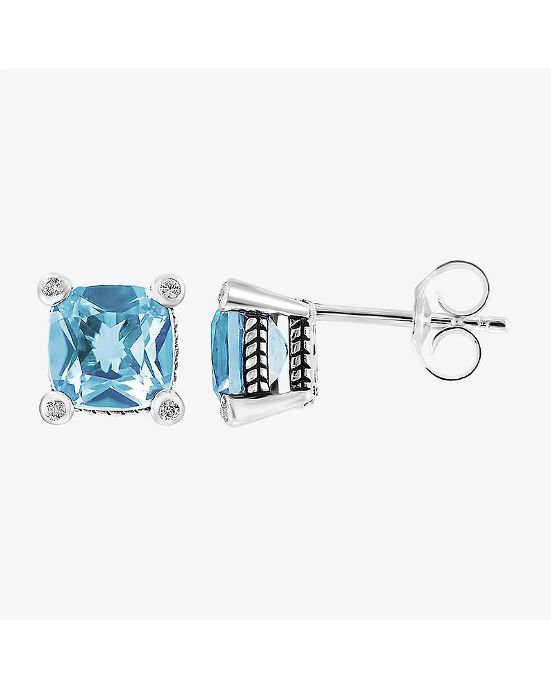 Effy Final Call Limited Quantities! Genuine Blue Topaz Sterling Silver 8.6mm Square Stud Earrings